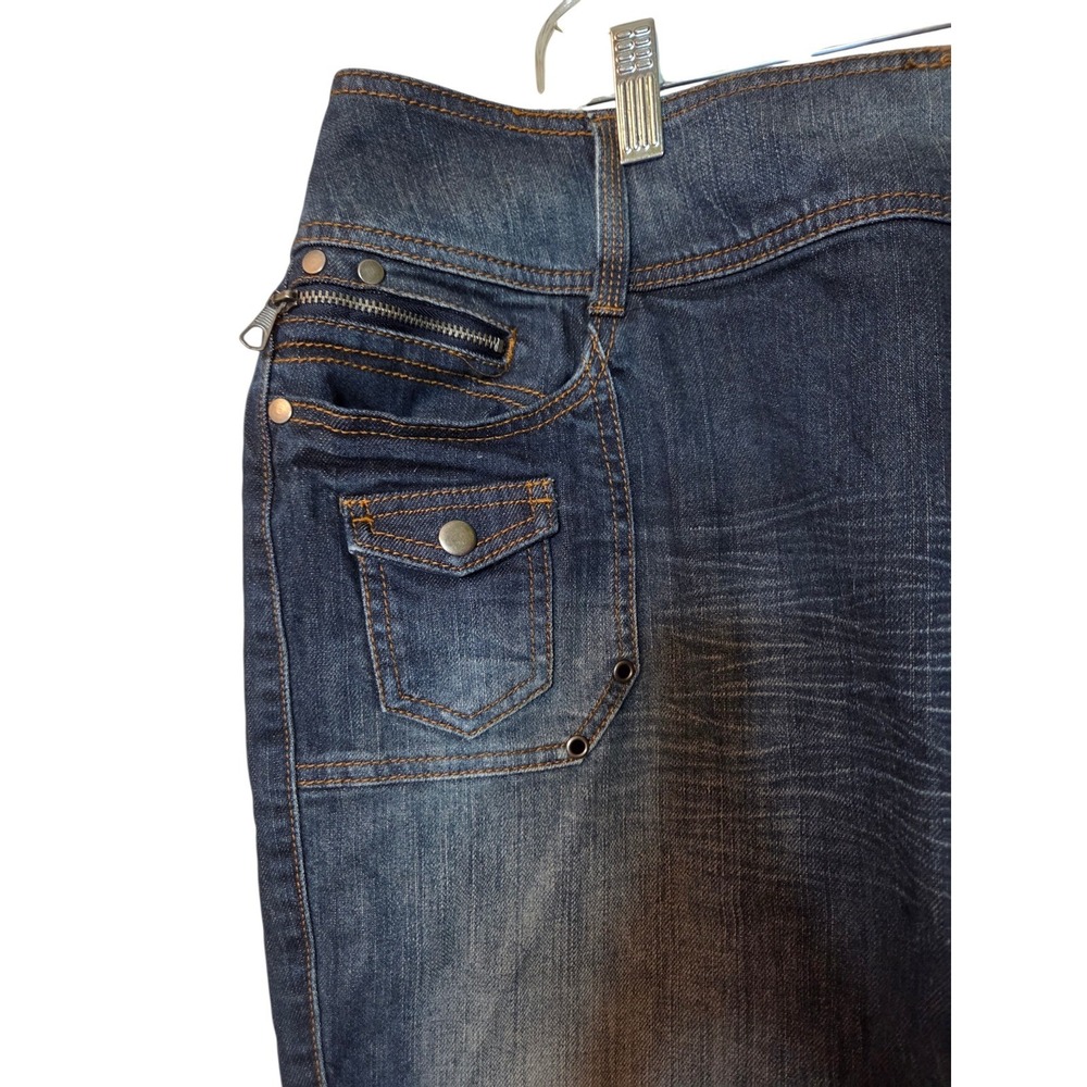 Lane Bryant Womens Plus Size 18 Denim Skirt Dark Wash Cargo Utility Knee Length - Picture 3 of 7